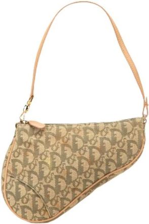 Dior Pre-owned Shoulder Bags, female, Beige, Size: ONE SIZE Pre-owned Mini Oblique Saddle