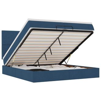 vidaXL Vidaxl - Struttura Letto Pouf Con Materassi Blu 200x200 Cm In Tessuto