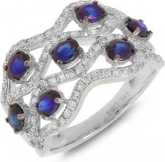 Allurez 0.57ct Diamond & 1.66ct Blue Sapphire 14k White Gold Ring
