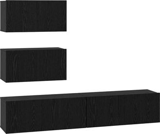 vidaXL Vidaxl - Conjunto de mueble de tv 4 pcs Roble negro 100 x 30 x 30 cm