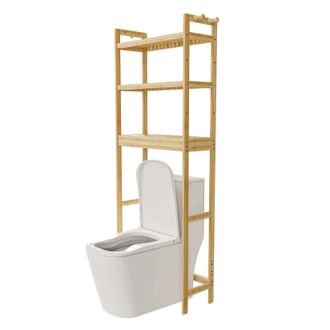 OEM Estanter&iacute;a Sobre El Inodoro, De Bamb&uacute;, Con Varios Niveles De Almacenamiento Y Acabado En Madera Natural