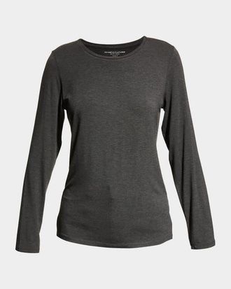 Majestic Filatures Soft Touch Long Sleeve Crewneck T-Shirt in Anthracite Chine at Nordstrom, Size 1
