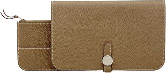 Herm&egrave;s Etoupe Gray Togo Leather Long Wallet (Bi-Fold) (Pre-Owned)