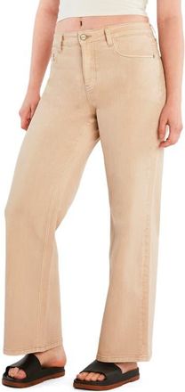 HINT OF BLU Clever Ripped High Waist Wide Leg Jeans in Toffee Light at Nordstrom, Size 25