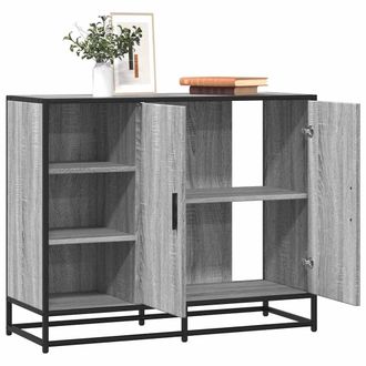 Berkfield Home Sideboard Grey Sonoma 92x35x76 cm Engineered Wood | Size: 92 x 35 x 76 cm
