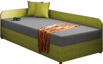 Mirjan24 Mobilier1 - Cama Memphis 128, Lux 22 + Lux 06, Individuales, 90x200, Tapiz, Somieres, 95x205x60cm