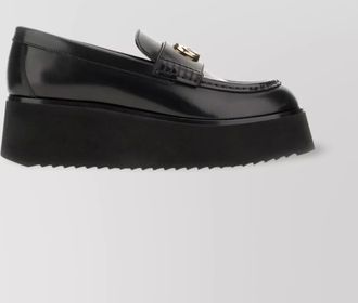 Gucci leather loafers with platform sole and gold-tone hardware