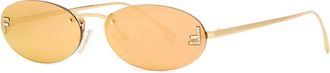Fendi Narrow Oval-frame Sunglasses - Gold - One Size