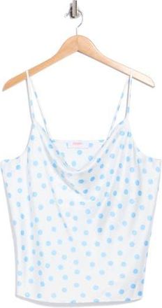 Renee C Cowl Neck Satin Camisole in White/Blue at Nordstrom Rack, Size 1X