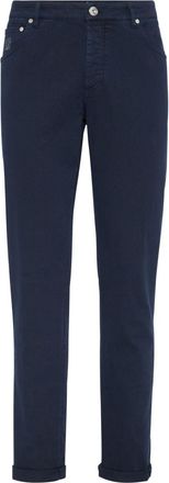 Brunello Cucinelli logo-embroidered jeans - men - Elastane/Cotton - 50 - Blue