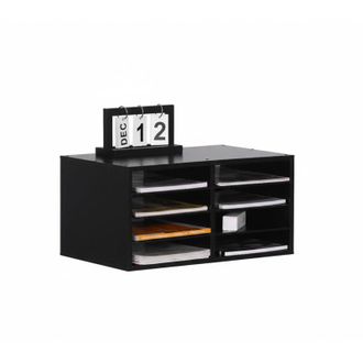 Relaxdays Relaxdays Soporte De Documentos De Bamb&uacute;, Din A4, 8 Compartimentos, Oficina, Organizador De Escritorio, Negro