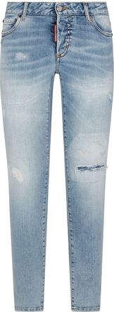 Dsquared2 distressed tapered jeans - women - Cotton/Cotton/Polyester/Spandex/Elastane - 40 - Blue