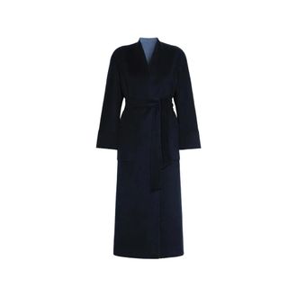 Max Mara Omkeerbare omslagjas - Dames - Jas met riem - Blauw - S - Wol - Jassen