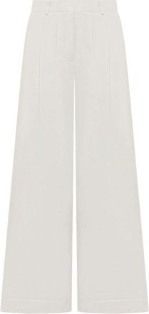 Palm Angels Label Cuffed Pants - Dames - Wijde Broeken - Wit - S - Katoen - Broeken