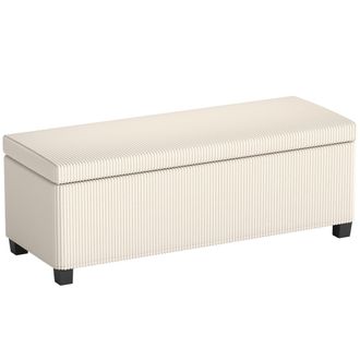 HOMCOM Homcom Panca Da Ingresso Vellutata A Coste Con Spazio Contenitore Da 84l Beige