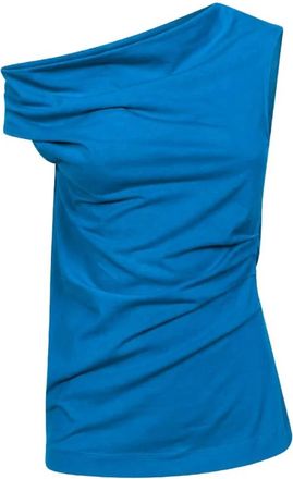 Dries Van Noten Tops, Dames, Blauw, S, Katoen, Mouwloze Top