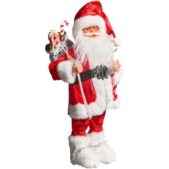 Beliani Decoraci&oacute;n De Navidad Pap&aacute; Noel Figura De Pie Adorno Navide&ntilde;o Rojo Ormsavatnet