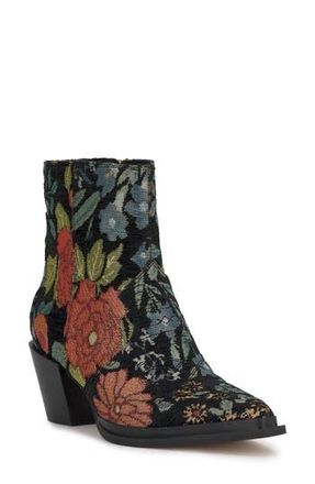Jessica Simpson Helvona Pointed Toe Bootie in Black/Floral Multi at Nordstrom Rack, Size 8.5