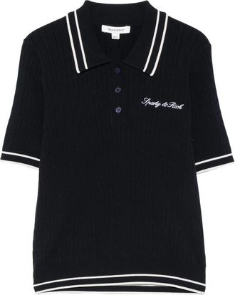 Sporty & Rich Cable-knit Logo-embroidered Polo Shirt