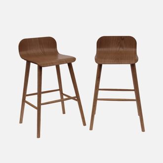 Sweeek Taburete De Bar Escandinavo De Madera De Hevea 67,5cm, Set De 2