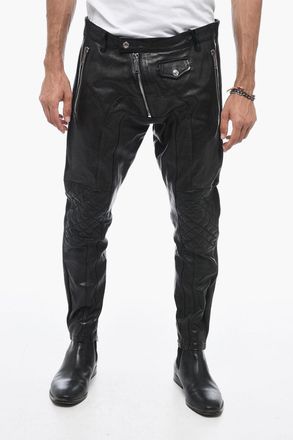Dsquared2 Pantaloni Biker in Pelle con Dettaglio Zip Dsquared2