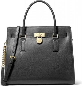 Michael Kors Hamilton Moderne Large Leren Satchel - Dames - Handtassen - Zwart - ONE Size - Leer - Tassen