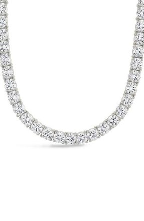Sterling Forever Marisol Round Cut Cubic Zirconia Tennis Necklace in Silver at Nordstrom, Size 20