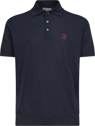 Brunello Cucinelli Tops, Heren, Blauw, L, Katoen, Polo met korte mouwen