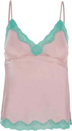Gold Hawk Tops, Dames, Roze, XS, Satijn, Satijnen blouse met V-hals en dunne mouwen