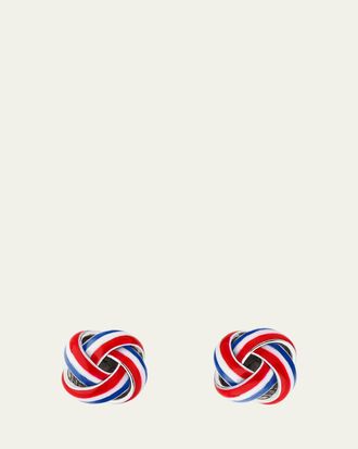 Jan Leslie Mens Sterling Silver Enamel Knot Cufflinks
