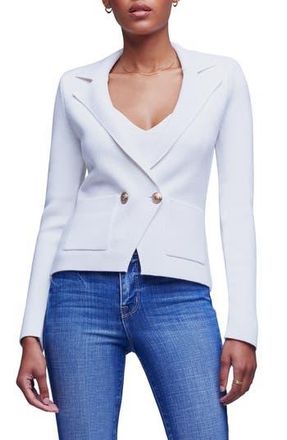 L'agence Sofia Cotton Blend Cardigan Blazer in White at Nordstrom Rack, Size Xx-Small