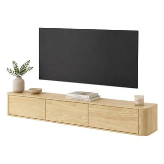 Dmora Mueble Para Tv Dmora Kahate, 3 Cajones, Un Estante, 3 Compartimentos, 200x34x28h Cm, Color Marr&oacute;n Roble