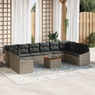 vidaXL Conjunto De Sof&aacute; De Jard&iacute;n 11 Pcs Gris Vidaxl