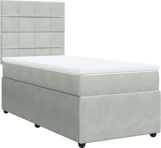 vidaXL Cama Box Spring Con Colch&oacute;n Terciopelo Gris Claro 80x200 Cm Vidaxl