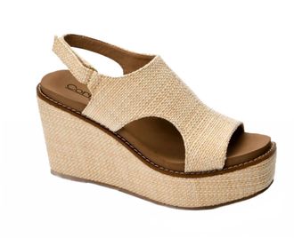 Corkys Footwear Womens Freddie Rafia Wedge Sandal In Beige