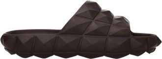 Valentino Garavani Katoenen slipper met middelhoge hak en open neus - Heren - Sandalen - Bruin - 40 EU - Katoen - Schoenen