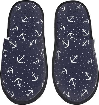 Generic Fuzzy Slippers Anchors Cozy Slipper Warm Anti-Slide Slipper For Room Bedroom Winter L