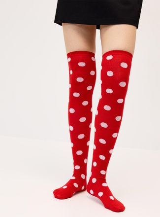 Simons Womens Polka dot fine-knit Thigh-High Socks