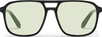 Quay On The Fly 57mm Aviator Sunglasses in Black/light Pistachio at Nordstrom