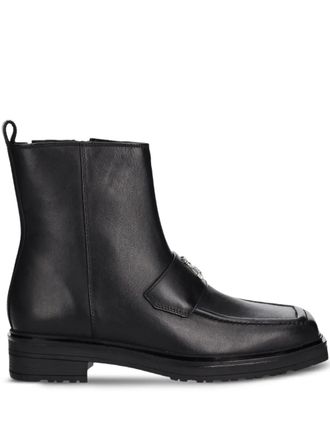 Patrizia Pepe logo-appliqu&eacute; zip boots - Black