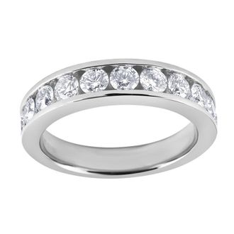 Grown Brilliance 1.25 Carat 14K White Gold Round Cut Lab Grown Diamond Channel Set Eternity Wedding Band for Women- Color/Clarity-G+VS
