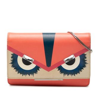 Fendi Pre-owned Fendi Vitello Elite Crystal Eye Monster Continental Wallet on Chain Ladies 8M0346