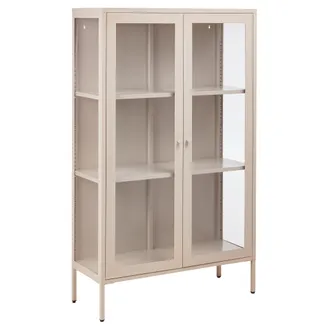 Beliani Vitrina Alta Estilo Industrial Moderno De Acero Con 2 Puertas Vidrio Beige Nash