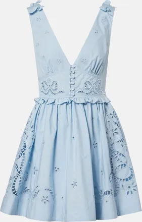 Self Portrait Broderie anglaise cotton-blend minidress