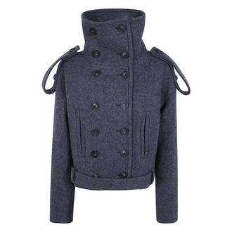 7 For All Mankind Abrigo corto de cuello alto con doble botonadura - Jackets - Mujer - Gris - M