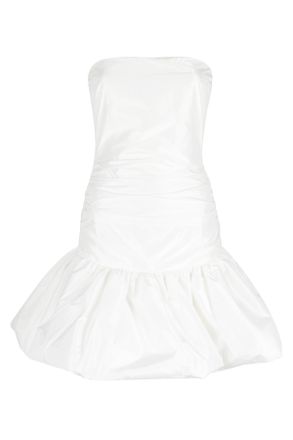 Rotate Cream Balloon Skirt Sleeveless Silk Mini Dress