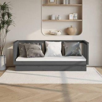 vidaXL Sof&aacute; Cama Sin Colch&oacute;n Madera Maciza De Pino Gris 90x190 Cm Vidaxl