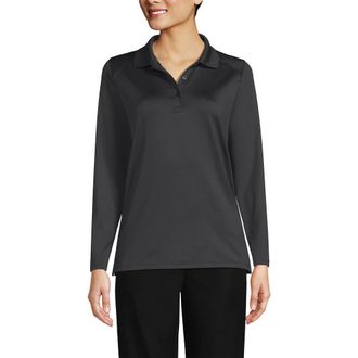Lands End School Uniform Long Sleeve Feminine Fit Rapid Dry Polo Shirt in Soapstone at Nordstrom, Size Xx-Small