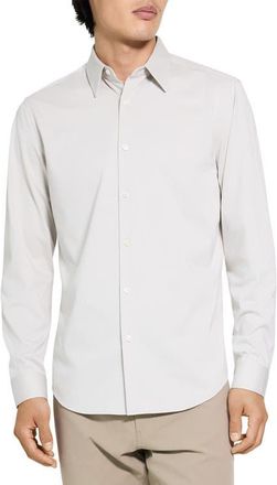 Theory Sylvain ND Structure Knit Button-Up Shirt in Silver Cloud - Uqa at Nordstrom, Size Xx-Large