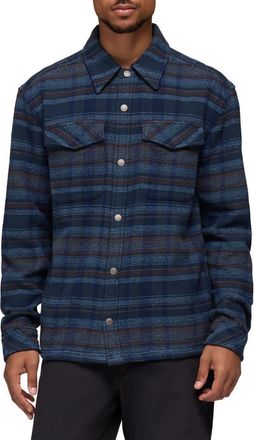 Prana Happy Camp Flannel Snap-Up Shirt Jacket in Stormy Night at Nordstrom, Size Large
